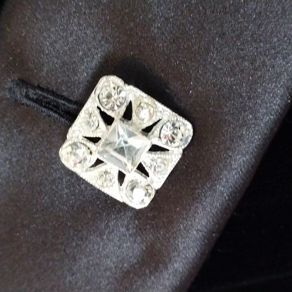 KAY UNGER Tuxedo Dress Black Velvet  Satin Lapel Diamonds Classy Lady - Picture 12 of 12